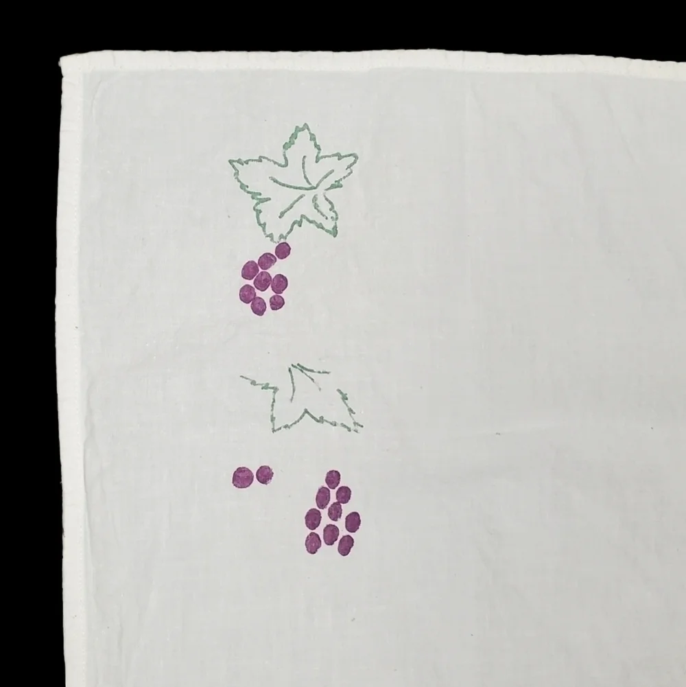 Vintage Autumn Table Runner Set Of 2 Grape Acorn Foliage Screenprint Fall 44